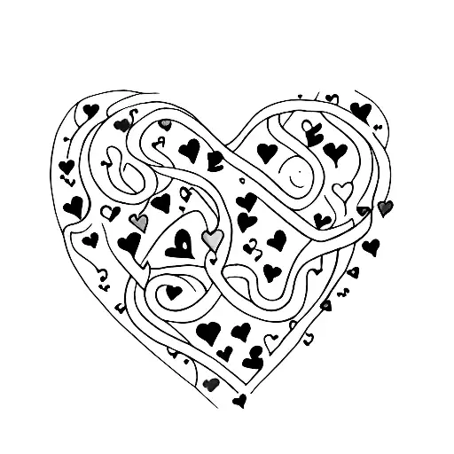 number 7 with 7 tiny purple hearts tattoo design idea