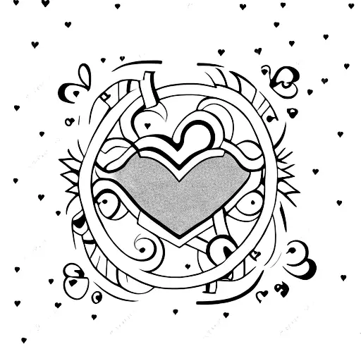 number 7 with seven tiny purple hearts tattoo design idea