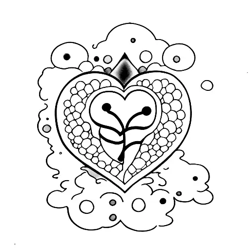 number 7 with tiny purple heart tattoo design idea