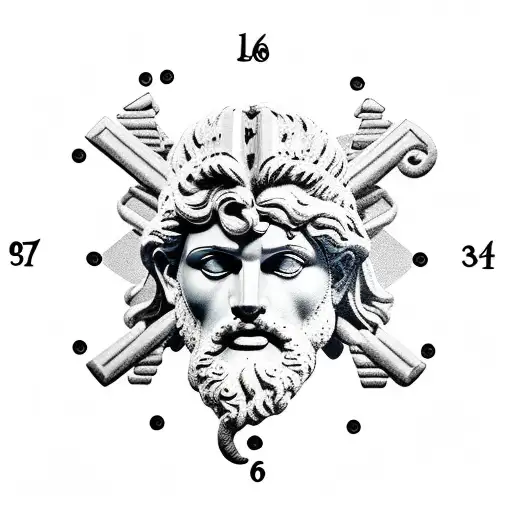 Greek God Zeus with a clock tattoo design idea