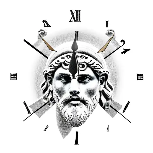 Greek God Zeus with a clock tattoo design idea