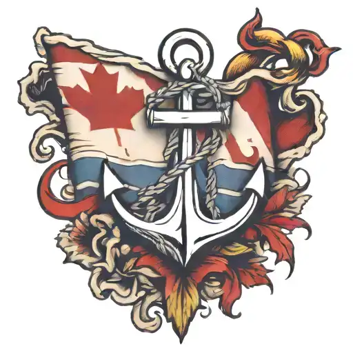 Tattered Canadian flag and Anchor Tattoo design  tattoo design idea