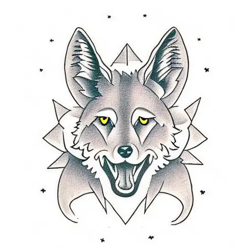 I want the words "No regrets coyote" underneath the image of a coyote tattoo design idea