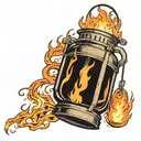 lantern engulfed in flames tattoo design idea