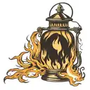 lantern engulfed in flames tattoo design idea