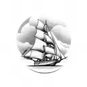 old sail ships tattoo design idea