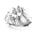 old sail ships tattoo design idea