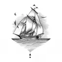 old sail ships tattoo design idea