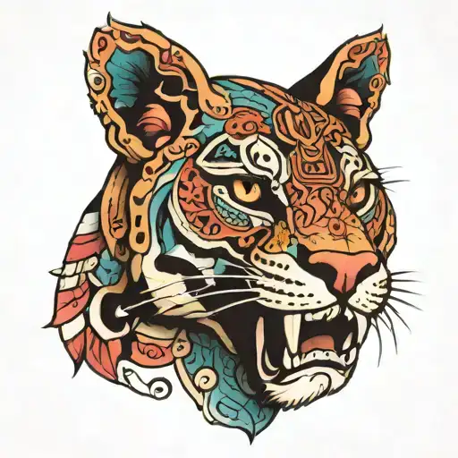 Mayan jaguar tattoo design idea