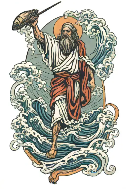 Moses parting the red sea tattoo design idea