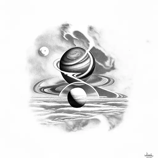 Saturn and Uranus  tattoo design idea