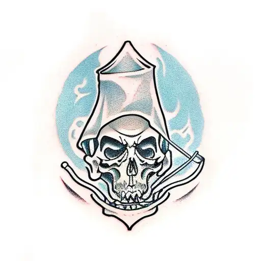 Grim Reaper with a scythe and lantern tattoo design idea