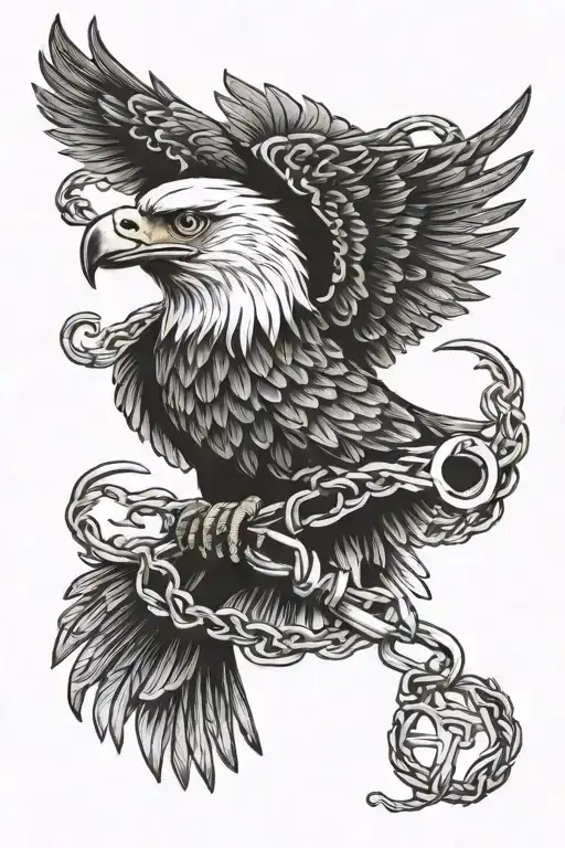 eagle wing's and handlebars intertwined tattoo design idea