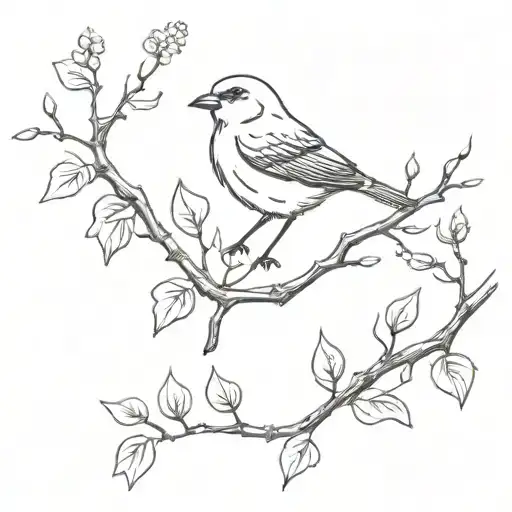birdie daughter branch from heartbeat tattoo design idea