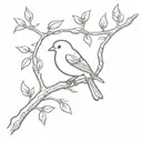 little bird on a branch heartbeat tattoo design idea