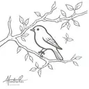 little bird on a branch heartbeat tattoo design idea