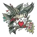 bird daughter heartbeat branch tattoo design idea