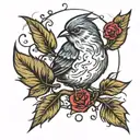 bird daughter heartbeat branch tattoo design idea