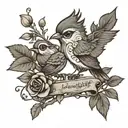 bird daughter heartbeat branch tattoo design idea