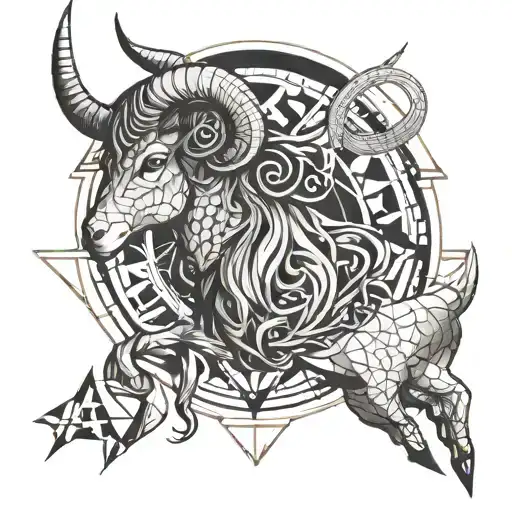astrological signs of Aries, Sagittarius and Taurus tattoo design idea
