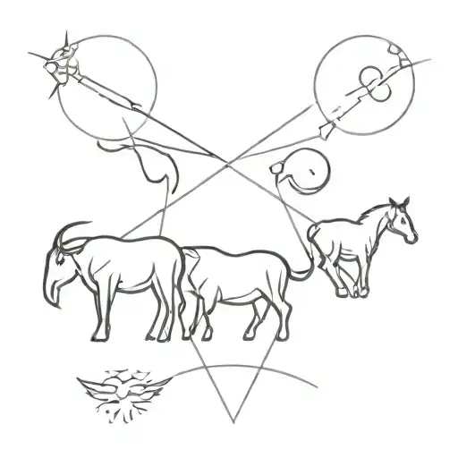 tattoo with the astrological signs of Aries, Sagittarius and Taurus intertwined tattoo design idea