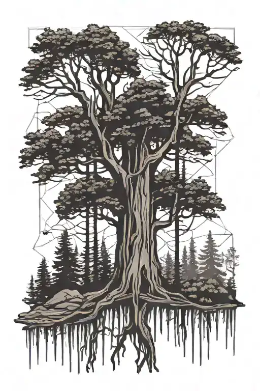 redwood tree tattoo design idea