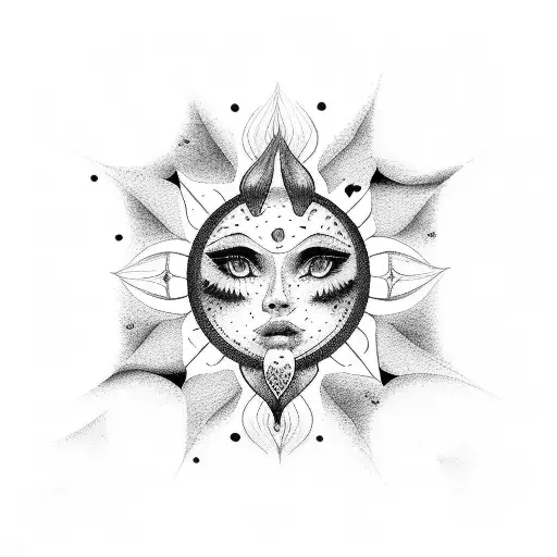 sun moon tattoo design idea