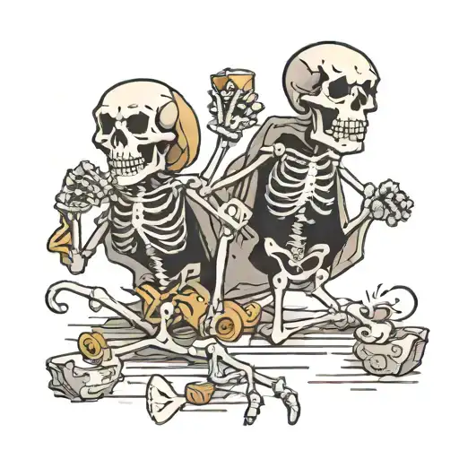 funny cartoon skeletons doing weird things tattoo design idea