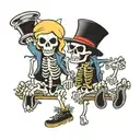 three drunk cartoon skeletons doing stupid things  tattoo design idea