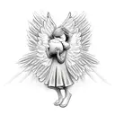 tweety bird hugging an angel  tattoo design idea