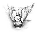 tweety bird hugging an angel  tattoo design idea