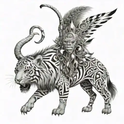 Main Idea: Image representing ambition, determination, and strength. Style: Contemporary tribal with animal elements. De tattoo design idea