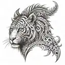 Main Idea: Image representing ambition, determination, and strength. Style: Contemporary tribal with animal elements. De tattoo design idea