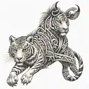 Main Idea: Image representing ambition, determination, and strength. Style: Contemporary tribal with animal elements. De tattoo design idea