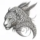 Main Idea: Image representing ambition, determination, and strength. Style: Contemporary tribal with animal elements. De tattoo design idea