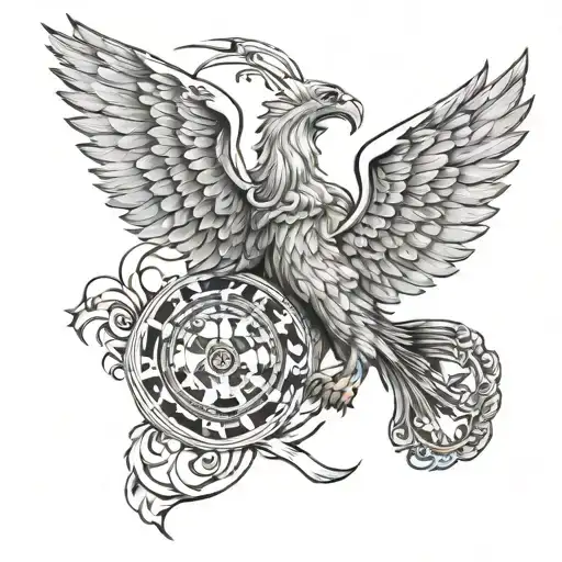 Zodiac sign Gemini with German eagle tattoo design idea