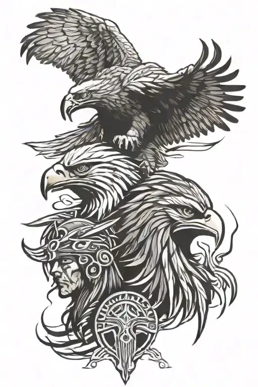 spartan and eagle with tribal edges tattoo design idea