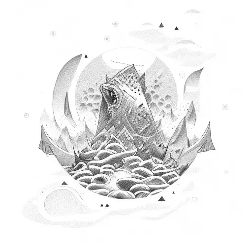 un mar y una montaña  tattoo design idea