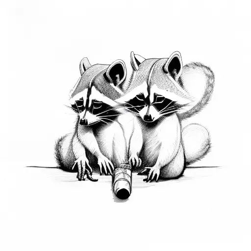 Two Racoons dressed like cowboys having a shootout tattoo design idea