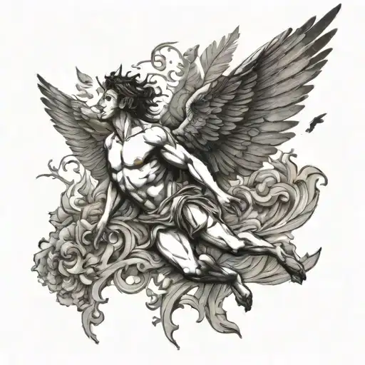 icarus falling tattoo design idea