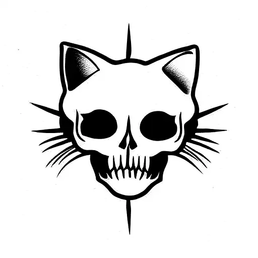 cat skull tattoo design idea