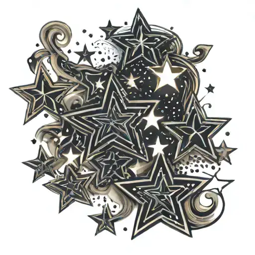 stars scattering from wrist to thumb print tattoo design idea