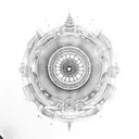 Dharma wheel meats Deathstar tattoo design idea