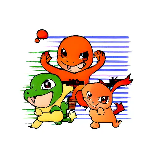 the charmander evolution line coming out of nintendo game consoles tattoo design idea