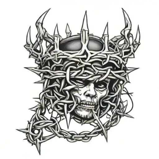 crown of thorns, barbed wire, knuckles barbed wires tattoo design idea