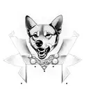 Design a dotwork tattoo featuring a WSU Cougars football player with a dog by their side tattoo design idea