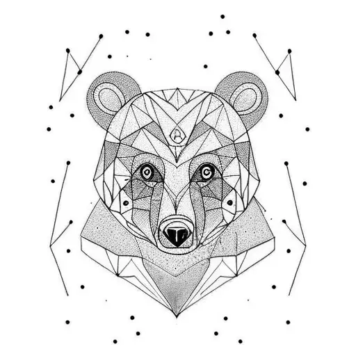 a bear made from mountain and forest with birds above tattoo design idea