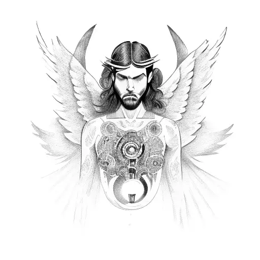 bad angel man tattoo design idea