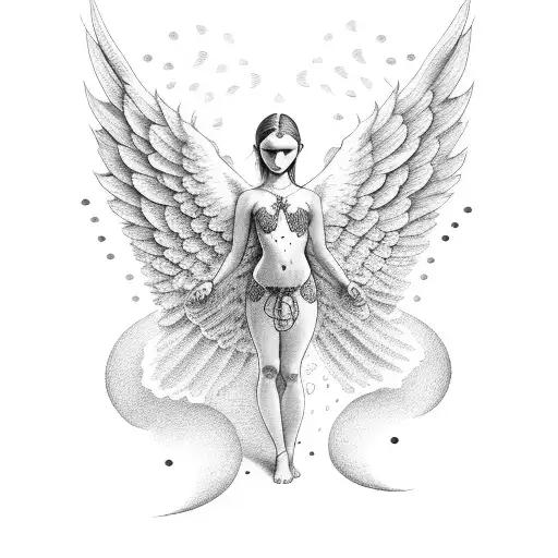 sad angel tattoo design idea