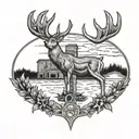 white tail deer grain elevator  tattoo design idea